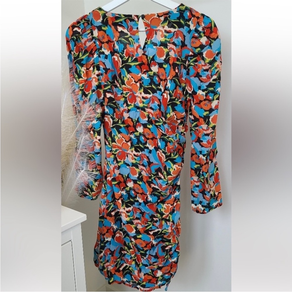 Zara Orange and Blue Puff Sleeve Sheath Dress - Picture 7 of 11